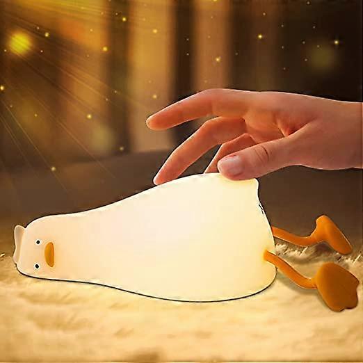 Cartoon Lying Duck Night Light, Silicone Bedside LED Lamp