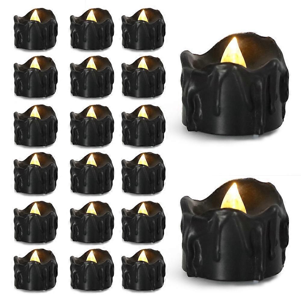 20 Pack Black Tears Electronic Candle Lights Creative CR2032 Plastic LED Glowing Candle Wedding Candle Lights (Warm White Flashing Lights)