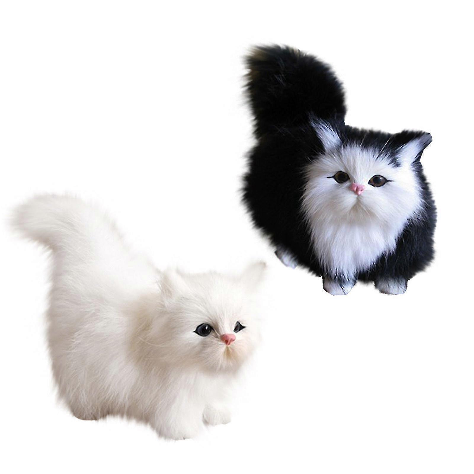 Simulation Cats Plush Ornaments Decoration Simulation Animals Models 2pc Zekai