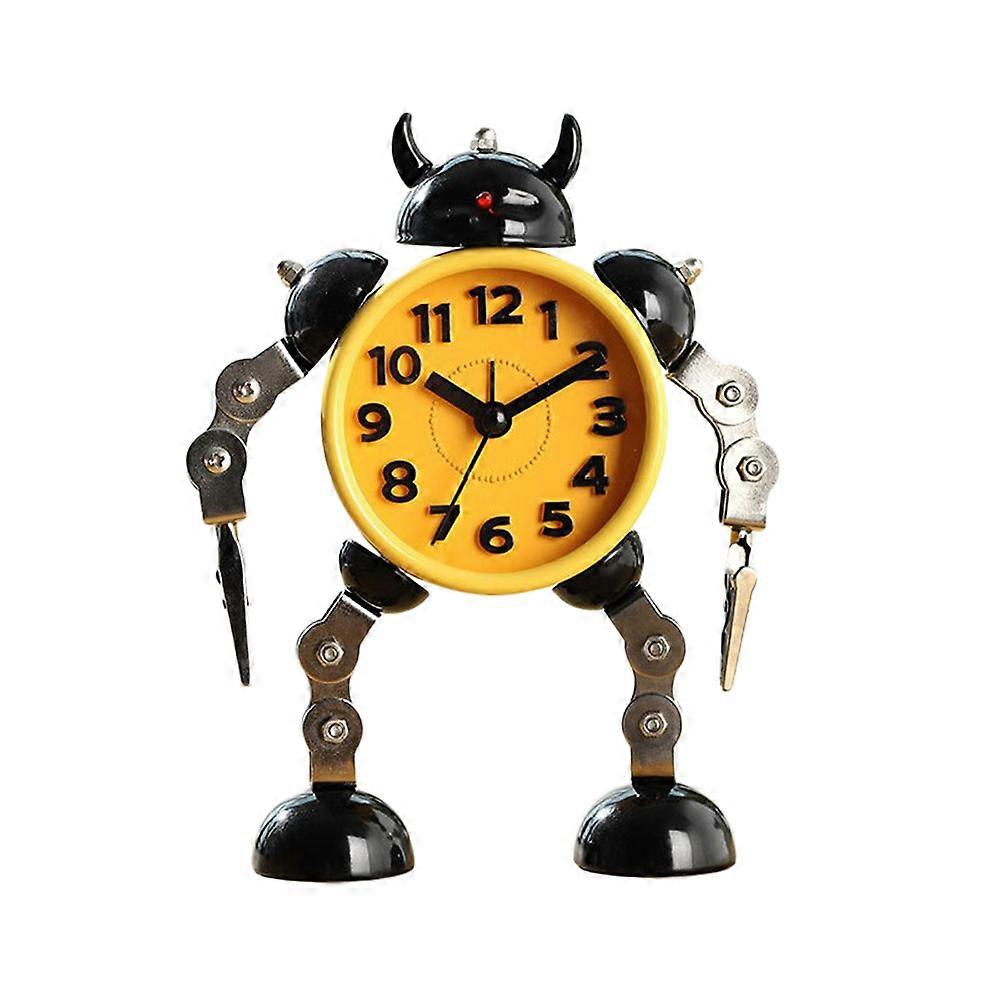 Metal robot clock novelty student alarm clock desk clock Yellow
