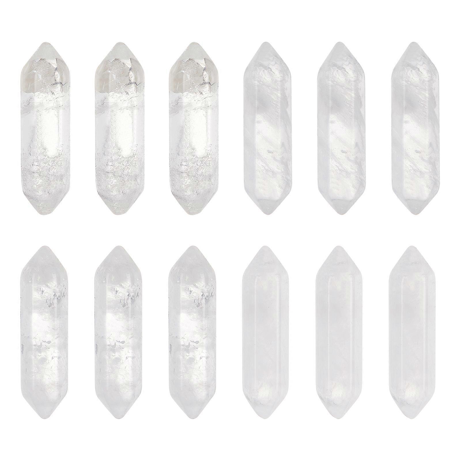 12pcs Natural Quartz Crystal Hexagonal