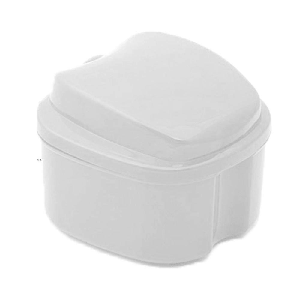 Denture Case, Denture Bath Box Case Dental Orthodontic Retainer, False Teeth Storage Case Box with Strainer