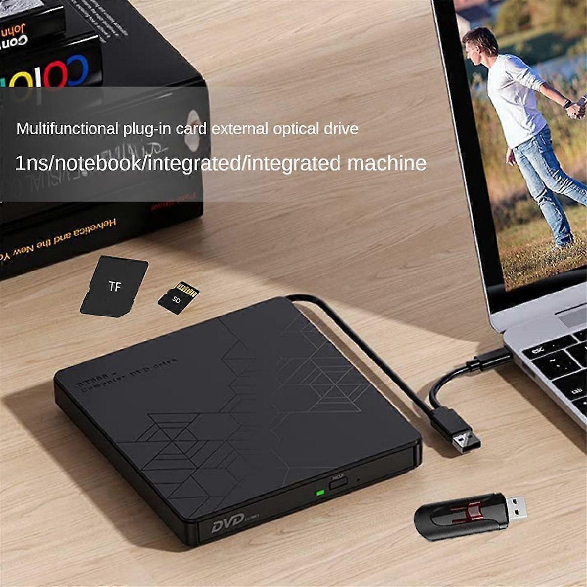 External CD/DVD Drive USB3.0/Type-C CD/DVD ROM +/-RW Adapter Optical Disk Drive CD Player for Laptop PC Desktop Computer