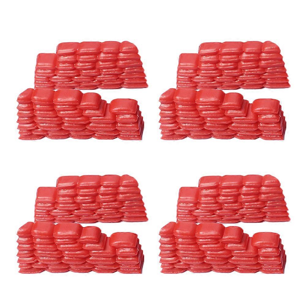 50pcs Plastic Soldier Scenario Accessory Kit Model Sandbag Model Building Sandbag Bunker Scene Device for Children Kids (Red, Random Style)