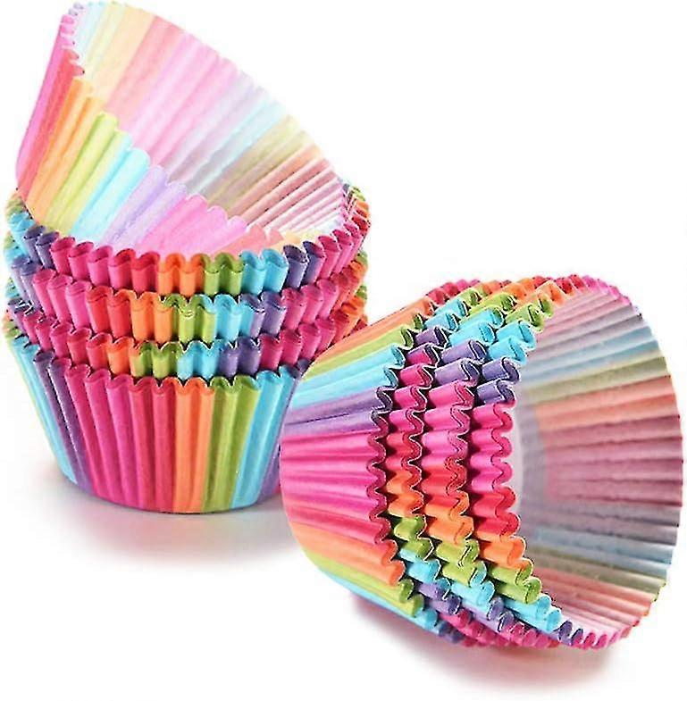 200pcs Rainbow Cupcake Cases Paper Wrapper For Baking Muffin
