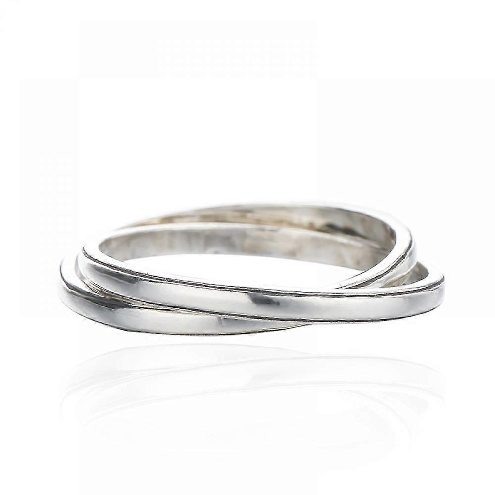 Silver Interlocked Rolling Rings For Women