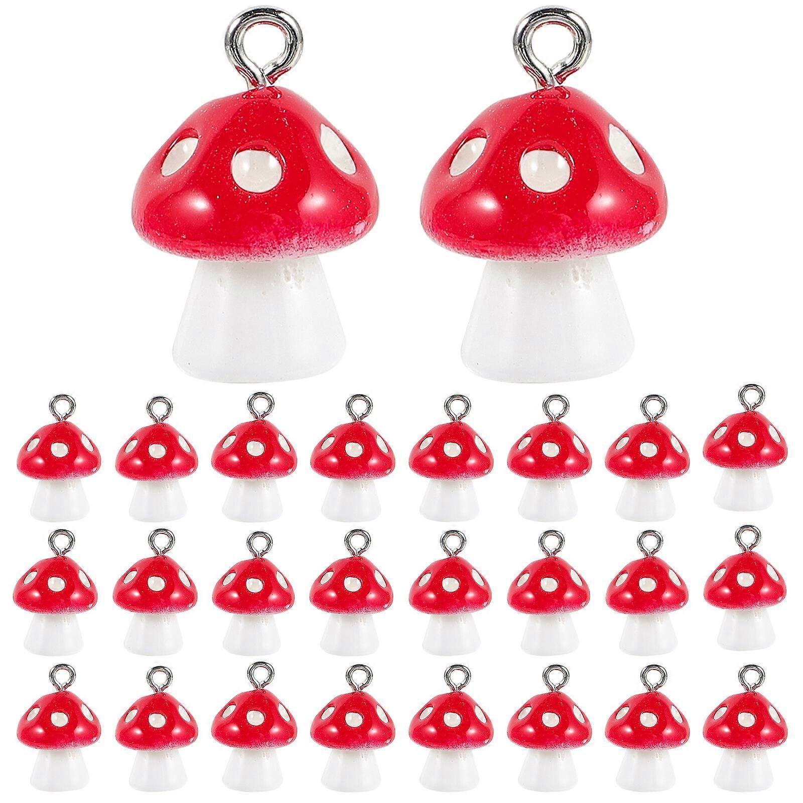 30pcs 12MM Simulation Champignon Pendentifs Mode Charmes Bricolage Bijoux Fabrication Accessoire pour Boucles D’oreilles CollierRouge