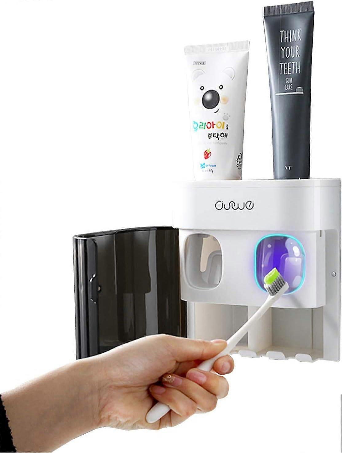 Wall mounted toothbrush holder - electric toothbrush holder - double toothpaste holder toothpaste squeezer