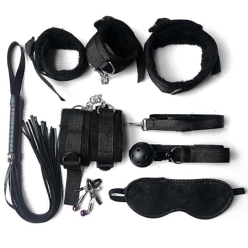 Klassisk 7-delt sett - svart BD SM Webbing stroppeutstyr Sett i flere deler