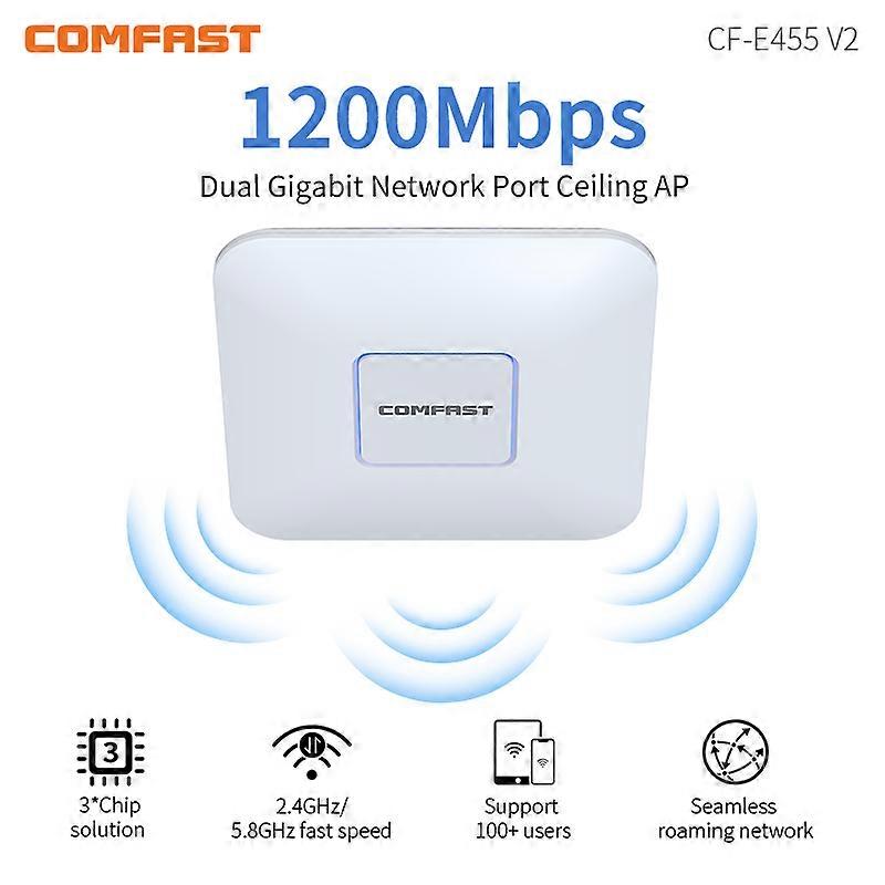 1200Mbps WiFi Ceiling AP 2.4G 5G Wi-Fi Signal Range Extender Seamless Roaming Wireless Access Point with Gigabit LAN 48V POE