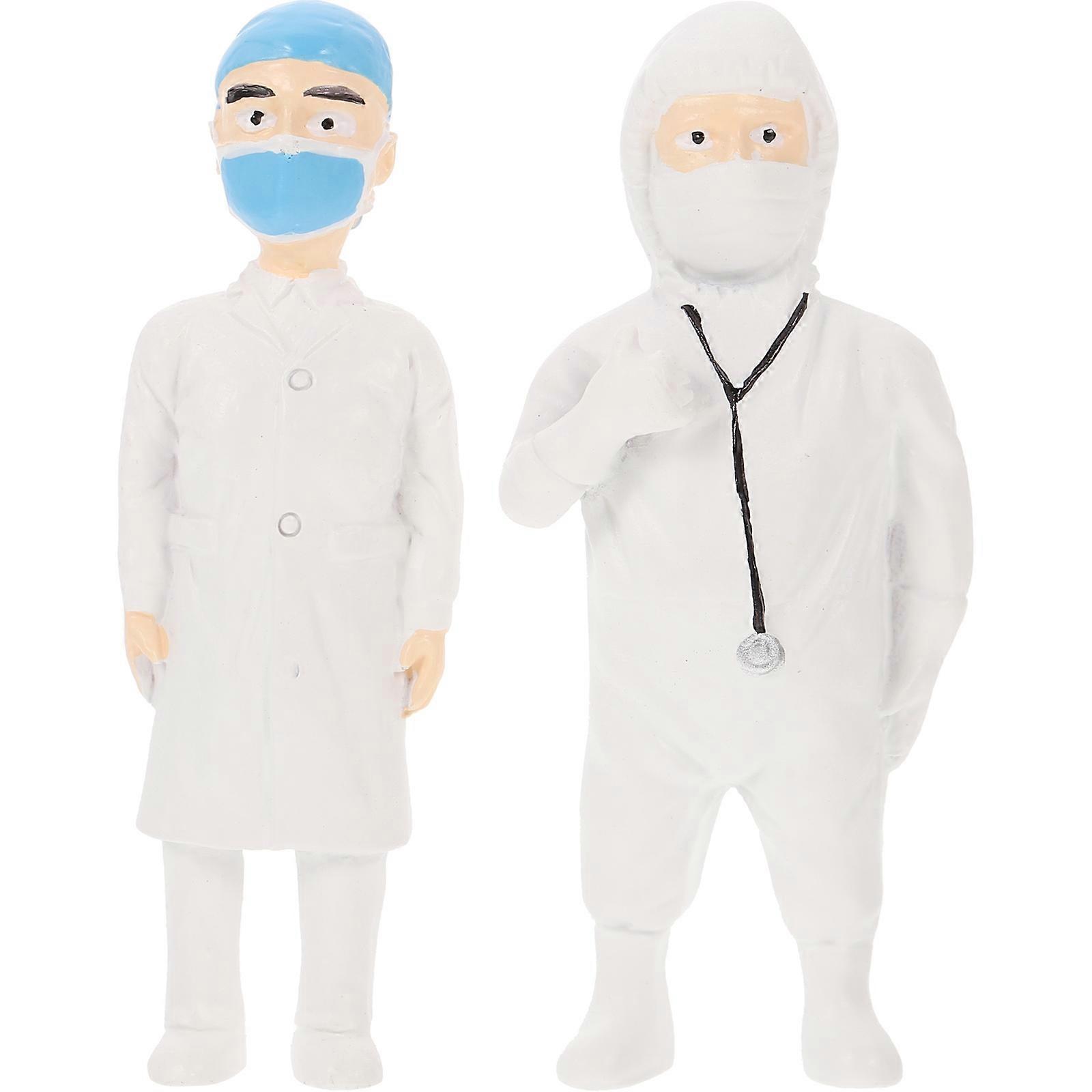 2pcs Tiny People Figurines Doctor Small Figures Miniature Figurines for Mini House