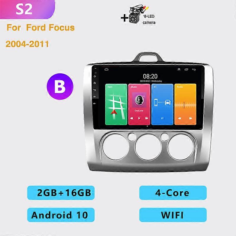 2 DIN 4+64G android 10 Car radio Multimedia Player Carplay Auto GPS navigation NO DVD For Ford Focus 2  3 Mk2 Mk3 2004 2005-2011