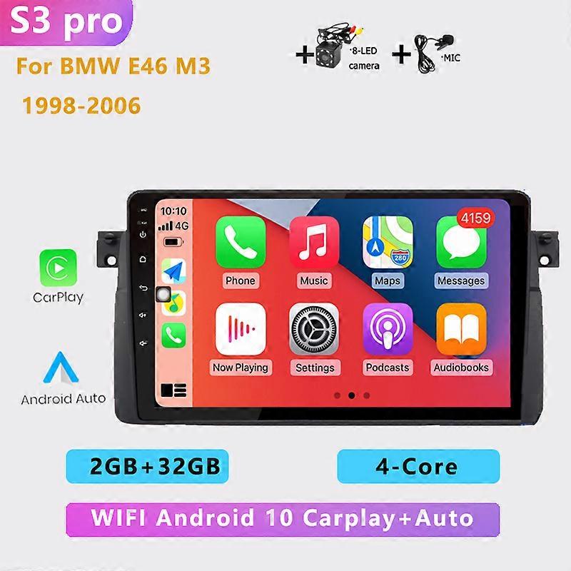 2DIN Android 10 Car Radio Multimedia Player Carplay Auto GPS navigation for BMW E46 M3 Rover 318/320/325/330/335 1998 1999-2005