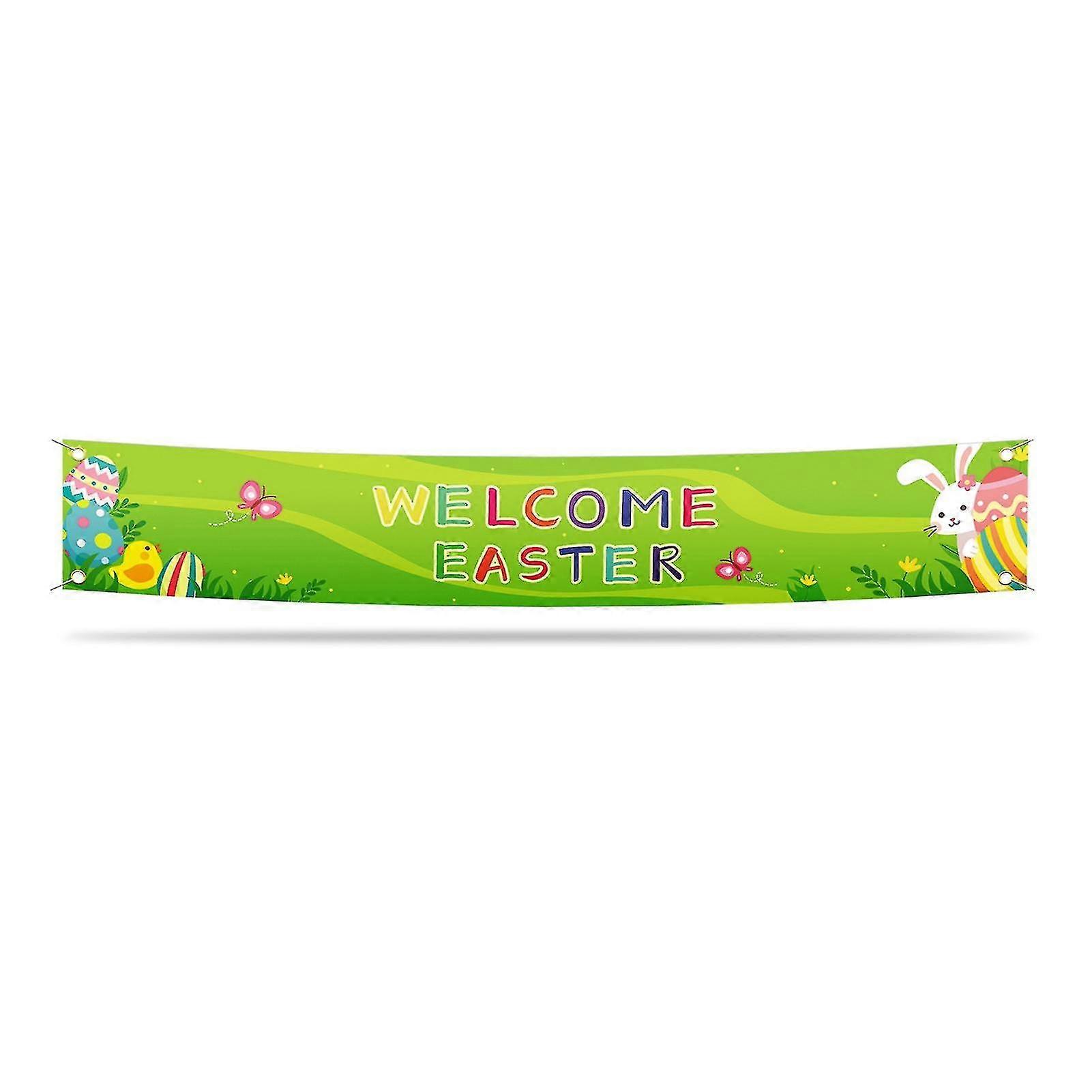 Easter Banner Exquisite Pattern Extra-long Bright Color Wear Resistant Easy To Hang Decorative Polyester Happy Easter Backdrop Banner Prop Party Suppl