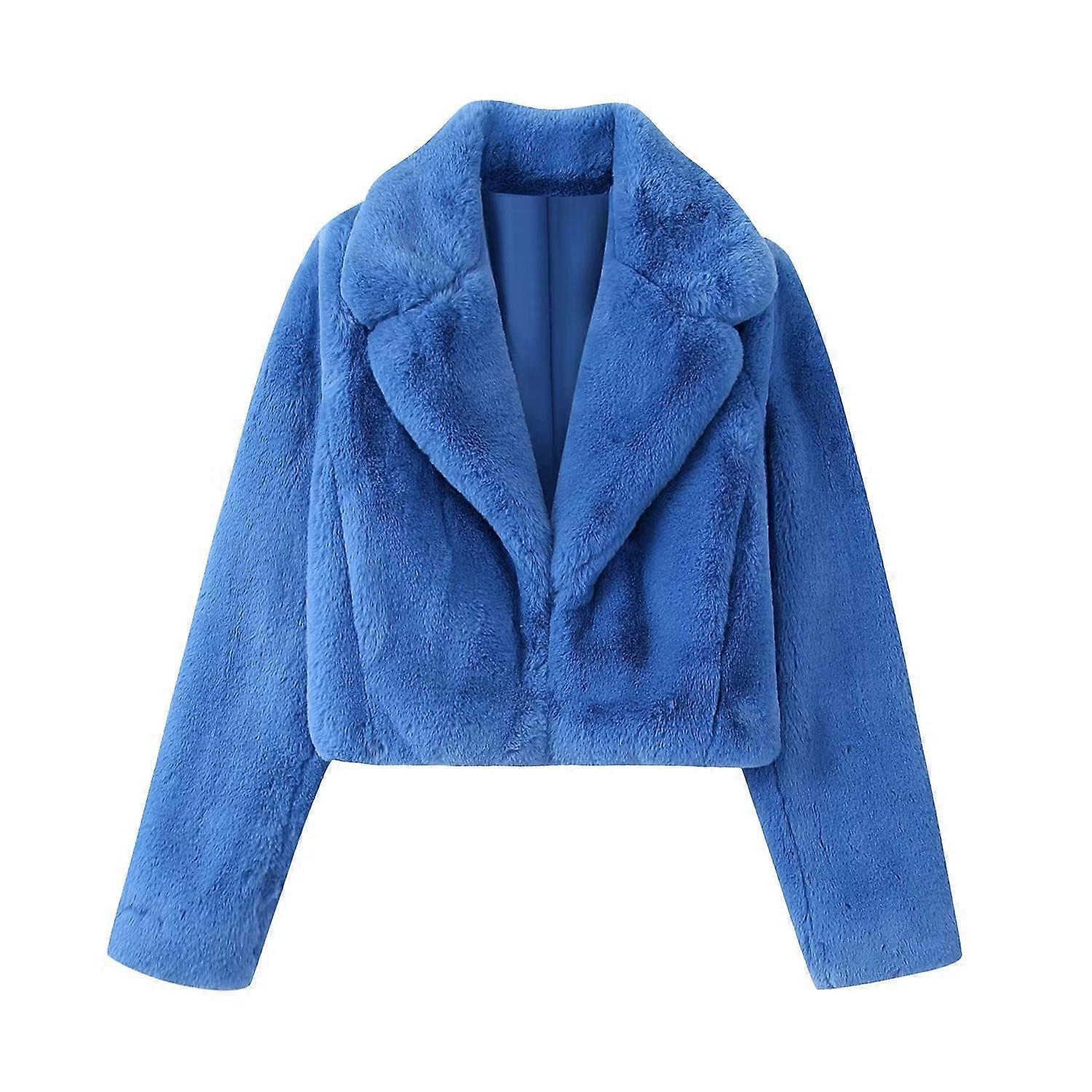 Women's Blue Artificial Fur Effect