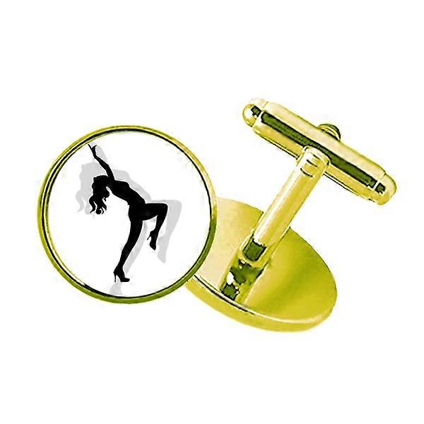 ダンスホット美しい女性がちりばめられたビジネスメタルカフリンクスゴールデン