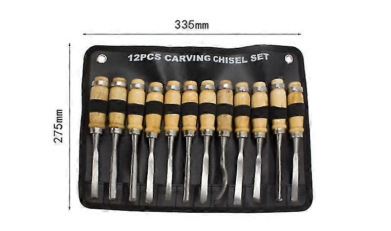 12-Pack Wood Carving Hand Chisel Tool Set In Storage Bag, Professional Woodworking Tools