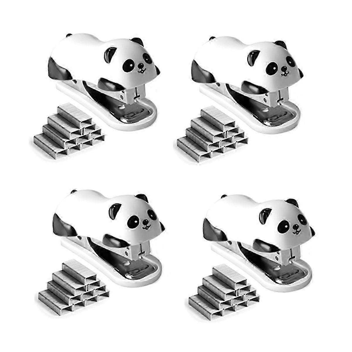 4 Pcs Panda Desktop Stapler, Stapler for 12 Sheet Capacity, Stapler with 4000PCS No.10 Staple & Bui