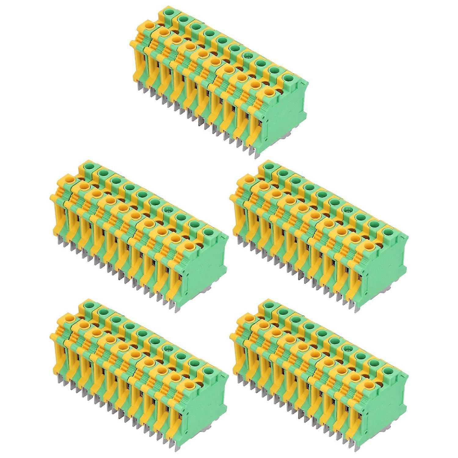 50Pcs DIN Rail Mount Terminal Flame Retardant Grounding Terminals Block 76A USLKG-10