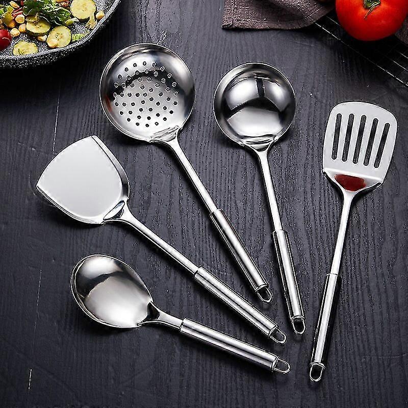 Stainless steel thickened spatula, long-handled kitchen utensils, spoon, colander