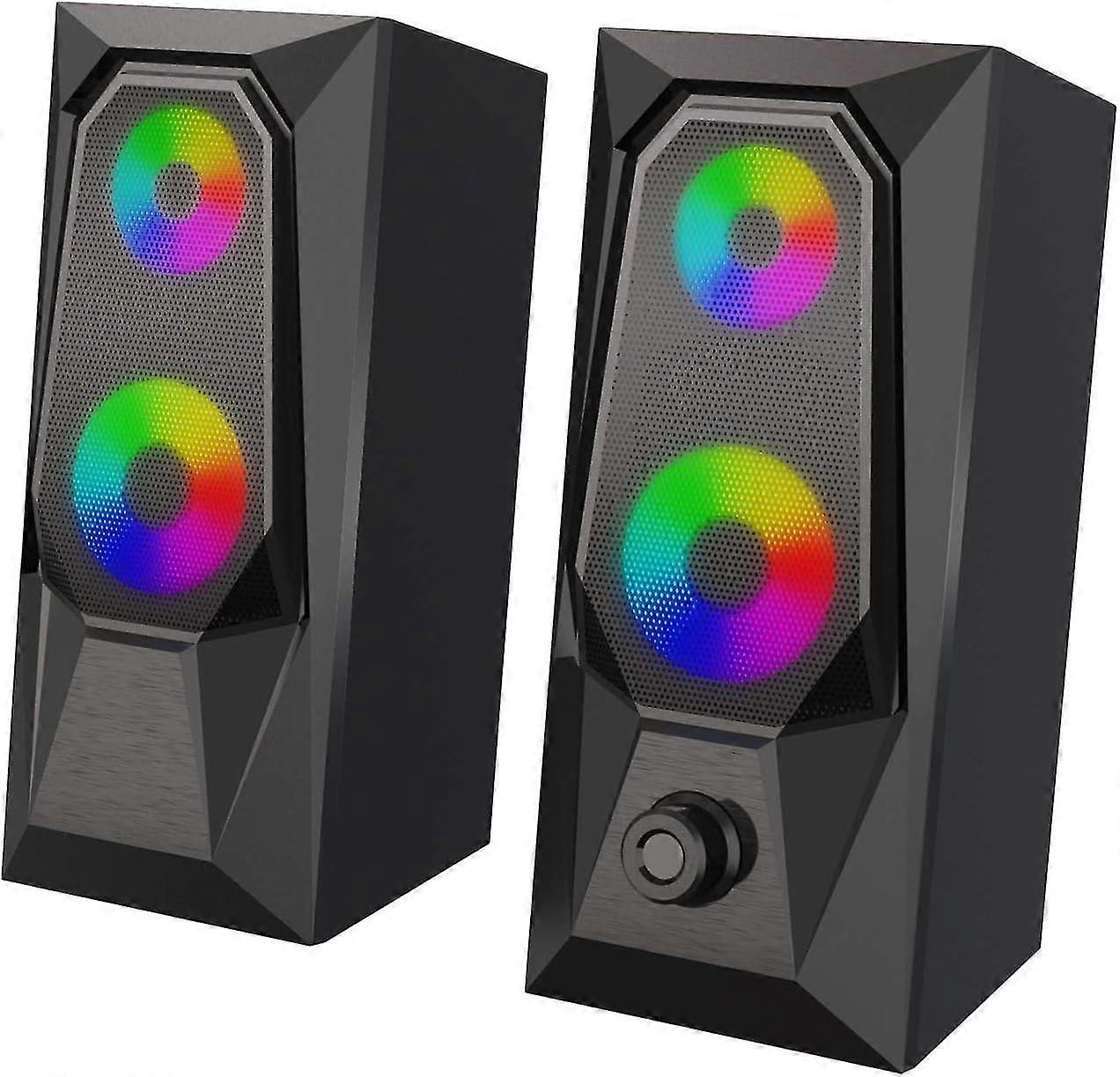 Rgb Color Led Light-emitting Computer Speakers, Stereo Subwoofer Pc Speakers With Usb2.0 Channel