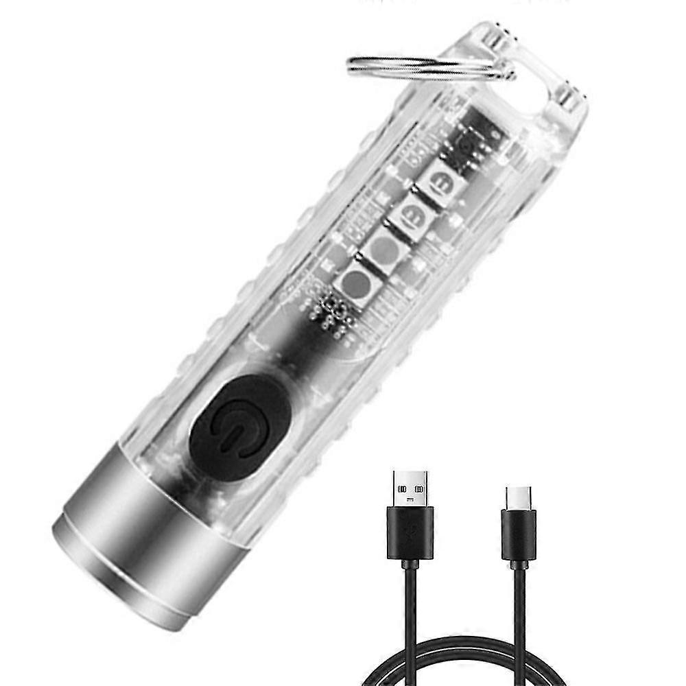 Mini Led Flashlights Usb Rechargeable Small Keychain Flashlight , Portable Pocket Flash Light For Daily Using, Backpacking, Camping And Hiking Etc