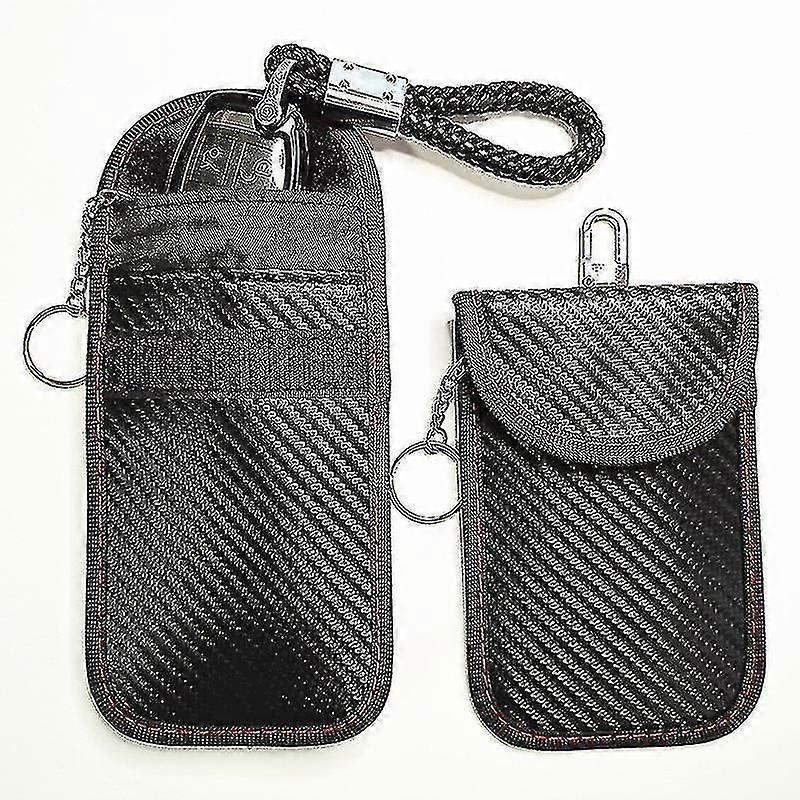 Protection Car Key, 2 Pieces Mini Car Key Protection Keyless Go Protective Cover Radio Key Shielding Key Case Leather Key Case Key Bag Radiation Prote