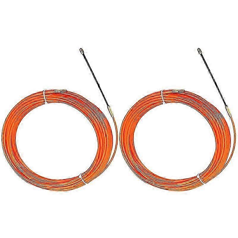 2x 4mm 15 Meter/30 Meter Orange Guide Device Nylon Electric Cable Push Pullers Duct Snake Rodder Fi