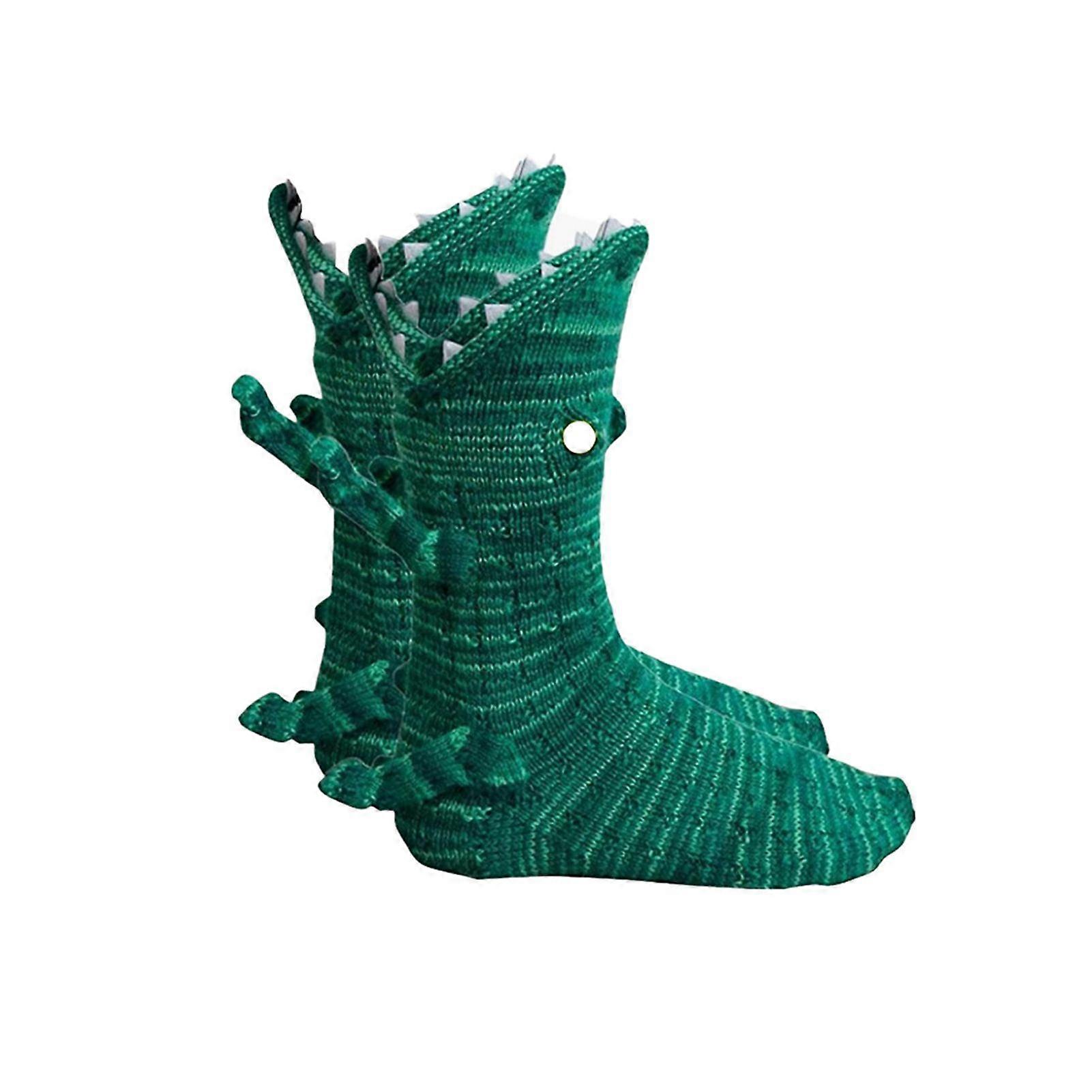 Crocodile Socks Novelty Shark/Croc Biting Leg Floor Socks Winter Home Warm Knitted Animal Socks for Men And Women
