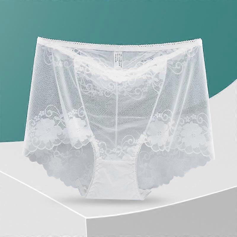 Plus Size Women's Sexy High Waist Hollow Mesh Tummy Lifting Hip Cotton Crotch Seamless Briefs
