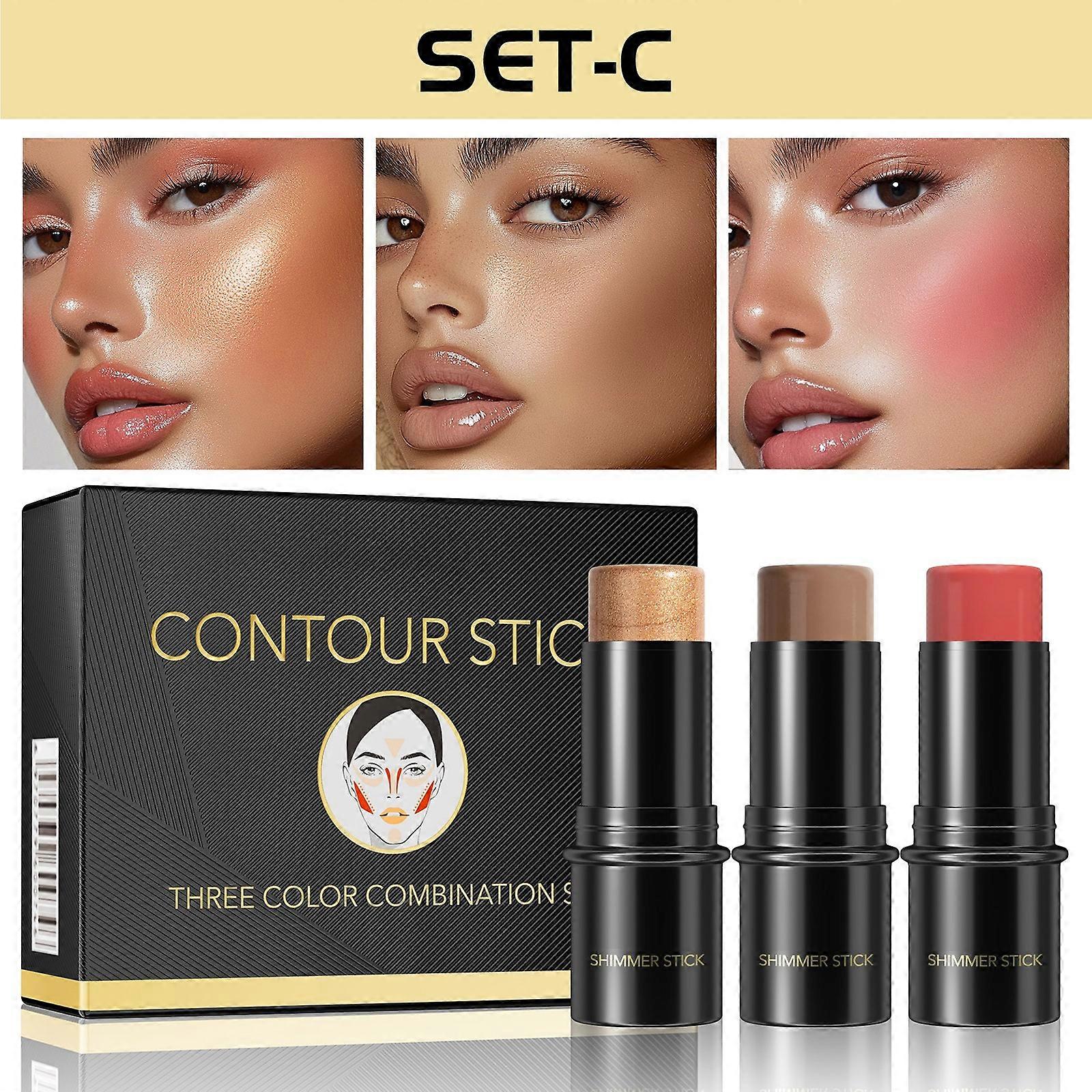 Repairing Stick 3 Sets Of Three-dimensional Decoration Highlight Shadow Powder Blusher Pen Multi-function Makeup Stick 18