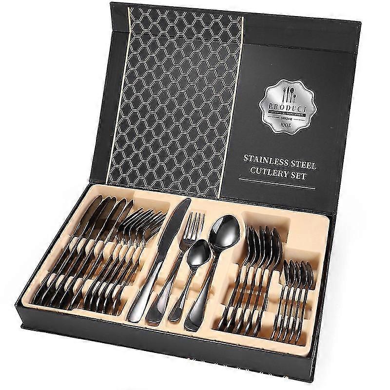 24pcs Stainless Steel Cutlery Set Dinnerware Forks Spoons Home Kitchen Tableware