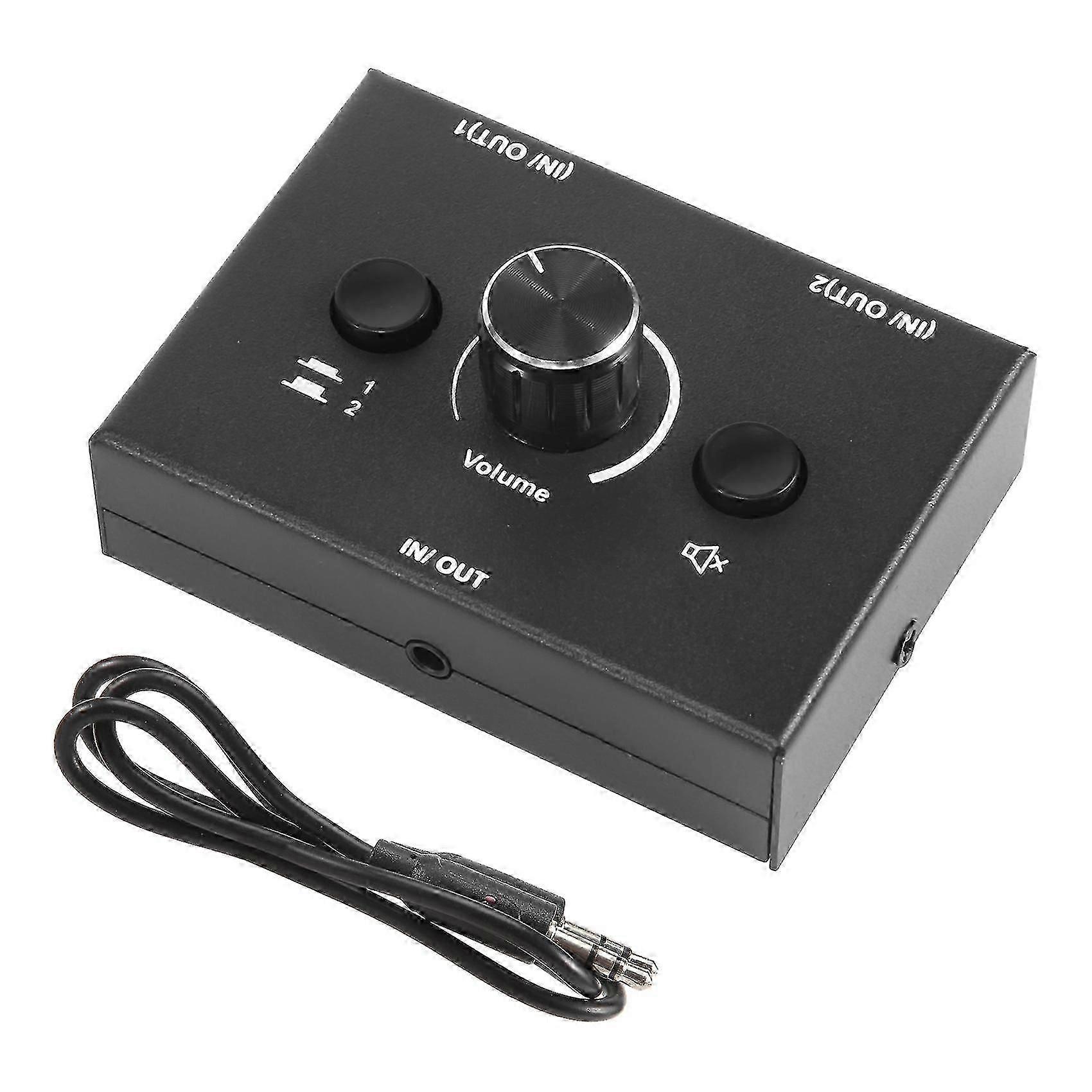 3.5mm Audio Switcher, 2 Input 1 Output/1 Input 2 Output Audio Splitter Switcher, Audio Switcher Box, One-Key Mute Button