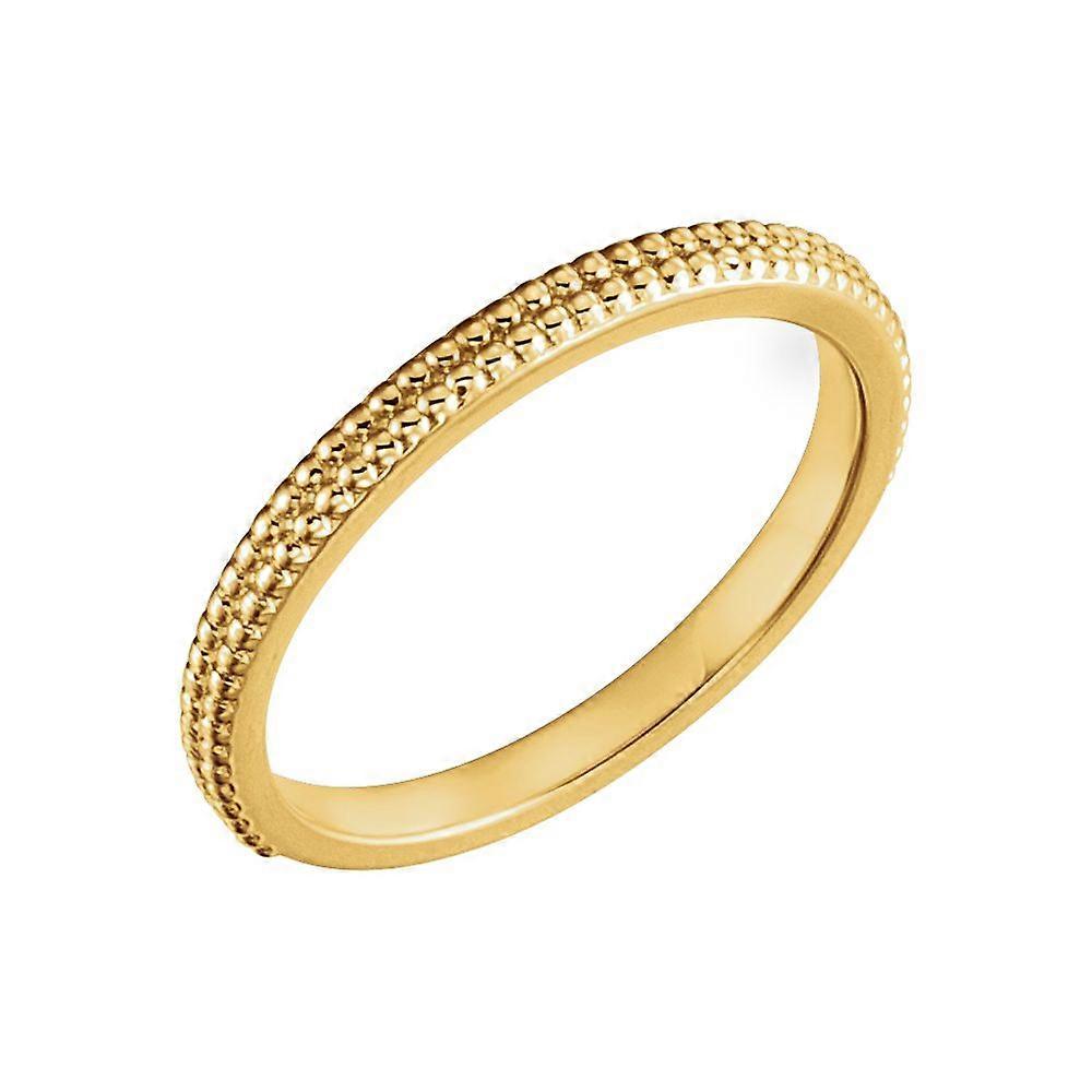 14k Solid Yellow Gold Stackable Bead Ring Size 6.5-Stackable-Ring for Women