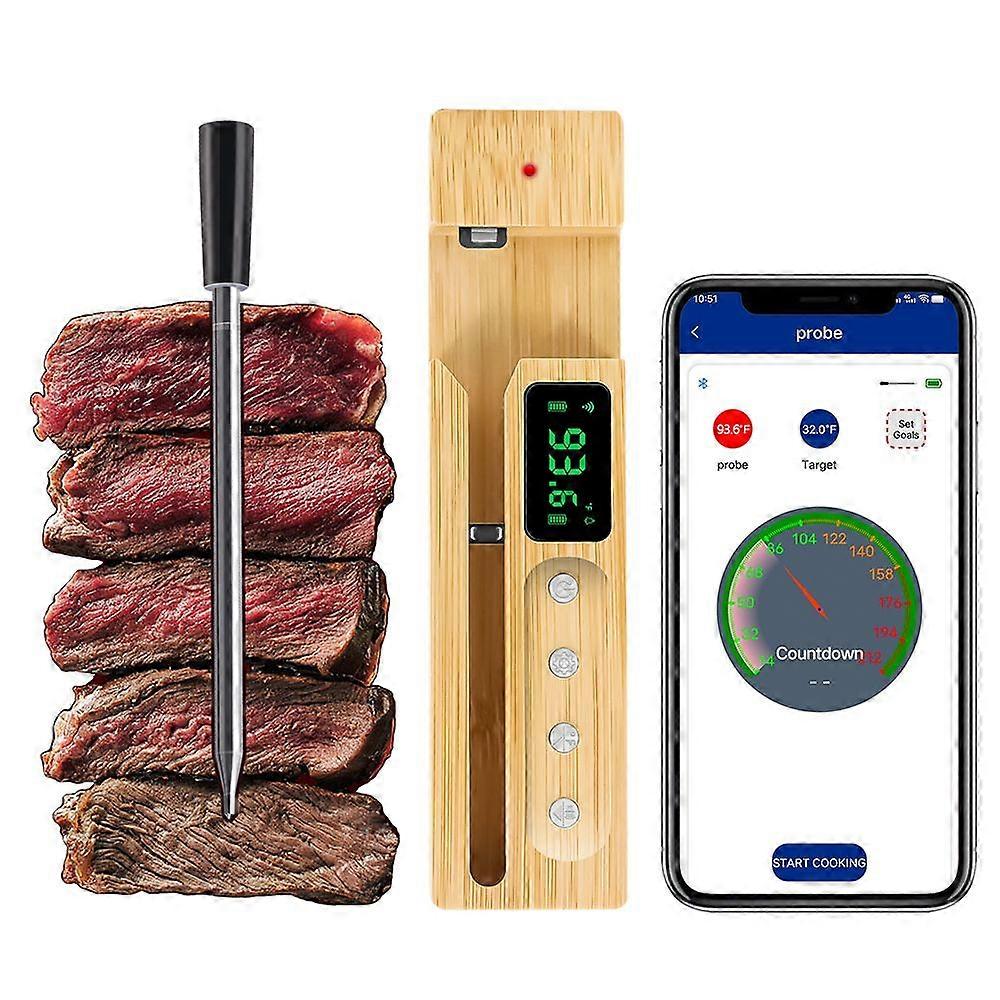 Wireless Smart Meat Thermometer Instant Read Food Thermometer with Digital Screen Magnetic Storage Charging Base and 500FT Range APP Control Timing Al