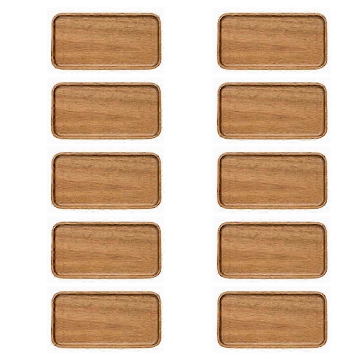 10X Serving Tray, Rectangular Solid Wood Flat Bottom Plate, Fruit Plate, Saucer, Tea Tray, Dessert