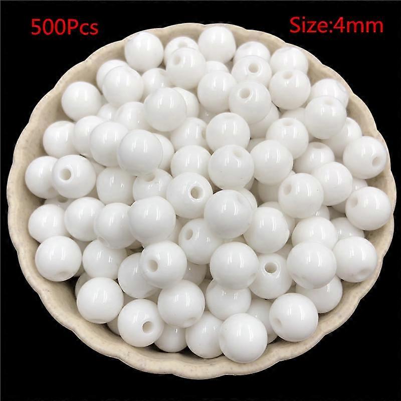 500 Pcs 4 Mm Loose Bead Fashion Acrylic Round Beads for Diy Bangle Necklace Making Accessories