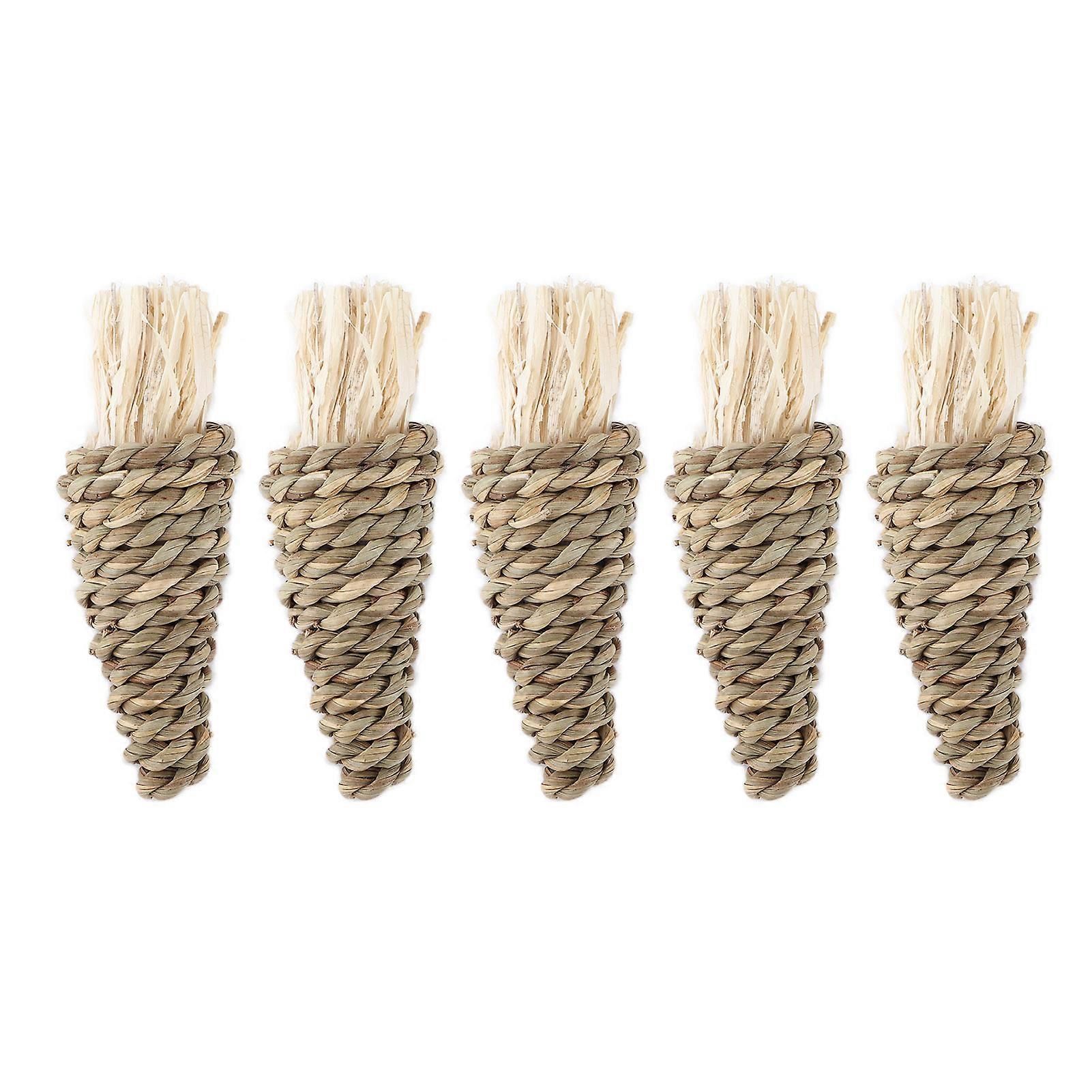 5pcs Rabbit Woven Carrot Toys for Hamsters – Natural Wood Grass Chew Toys for Small Pets, Molar Friendly