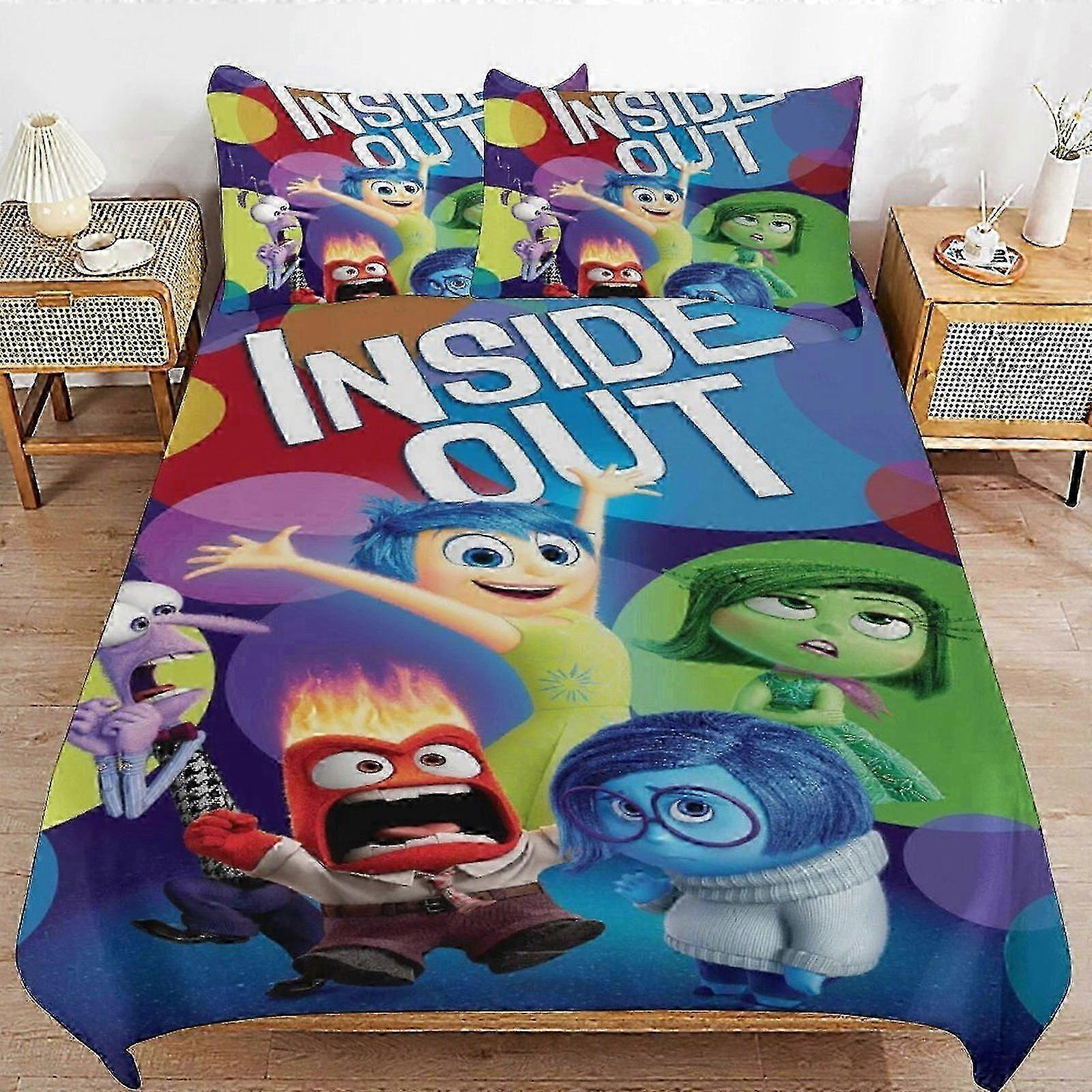 v102 Lakan Inside Out Säng Påslakan Microfiber Sängkläder Se3D-tryckt lätt 3-delat täcke Se, (1 påslakan och 2 örngott) Säng Hon