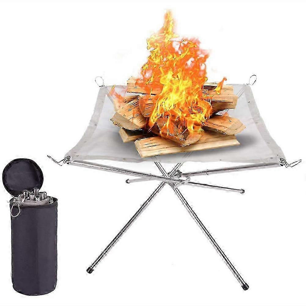 Folding Mesh Fire Pit Rack for Camping & Backyard Bonfires Ideal for Heating
