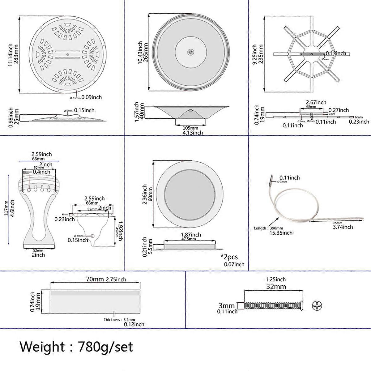 Resonator Cones Soundhole Screens Tailpiece Spider Bridge Saddle Set