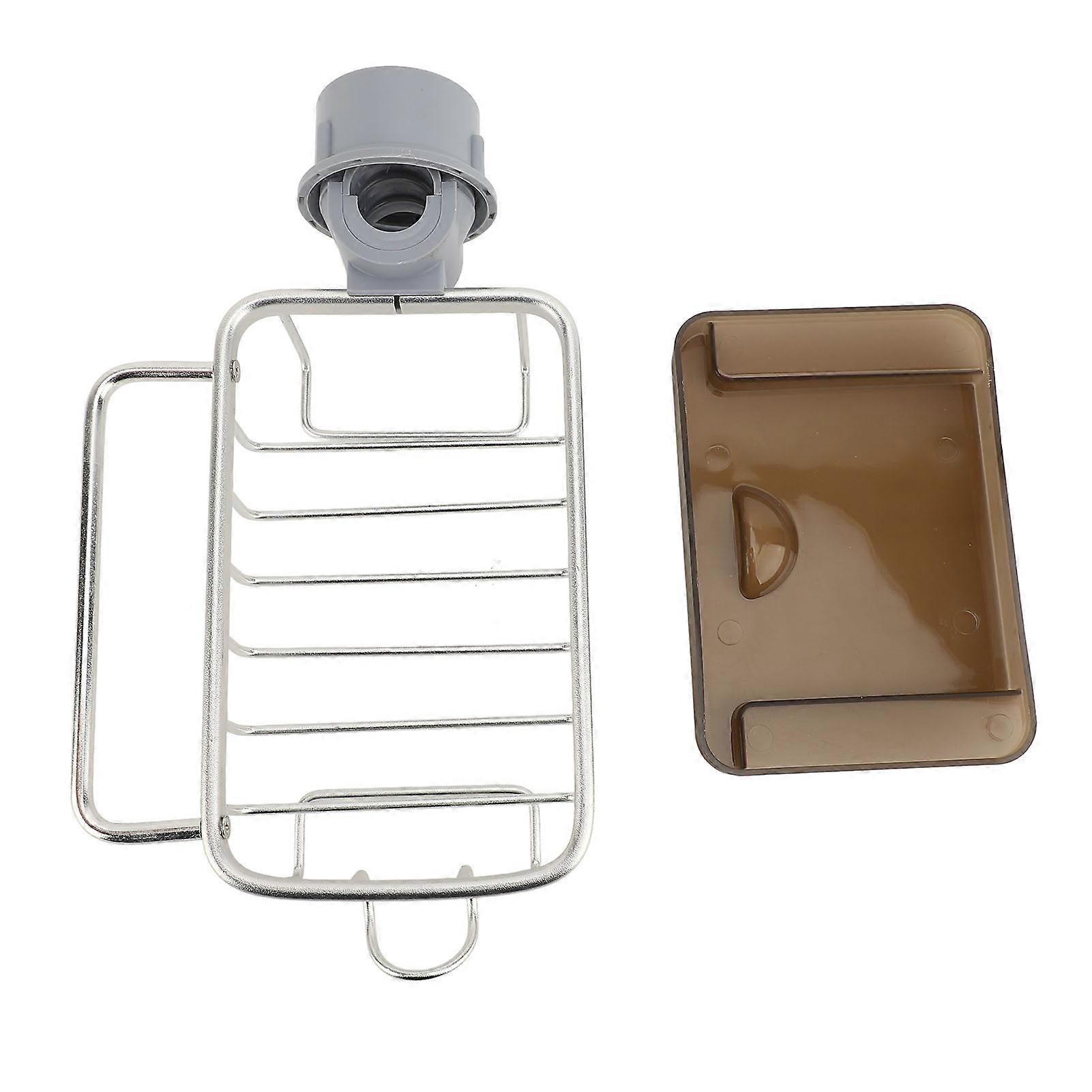 Porte-éponge de robinet, organiseur multifonctionnel pour évier de cuisine, support de vidange à suspendre au-dessus du robinet, côté droit, argenté
