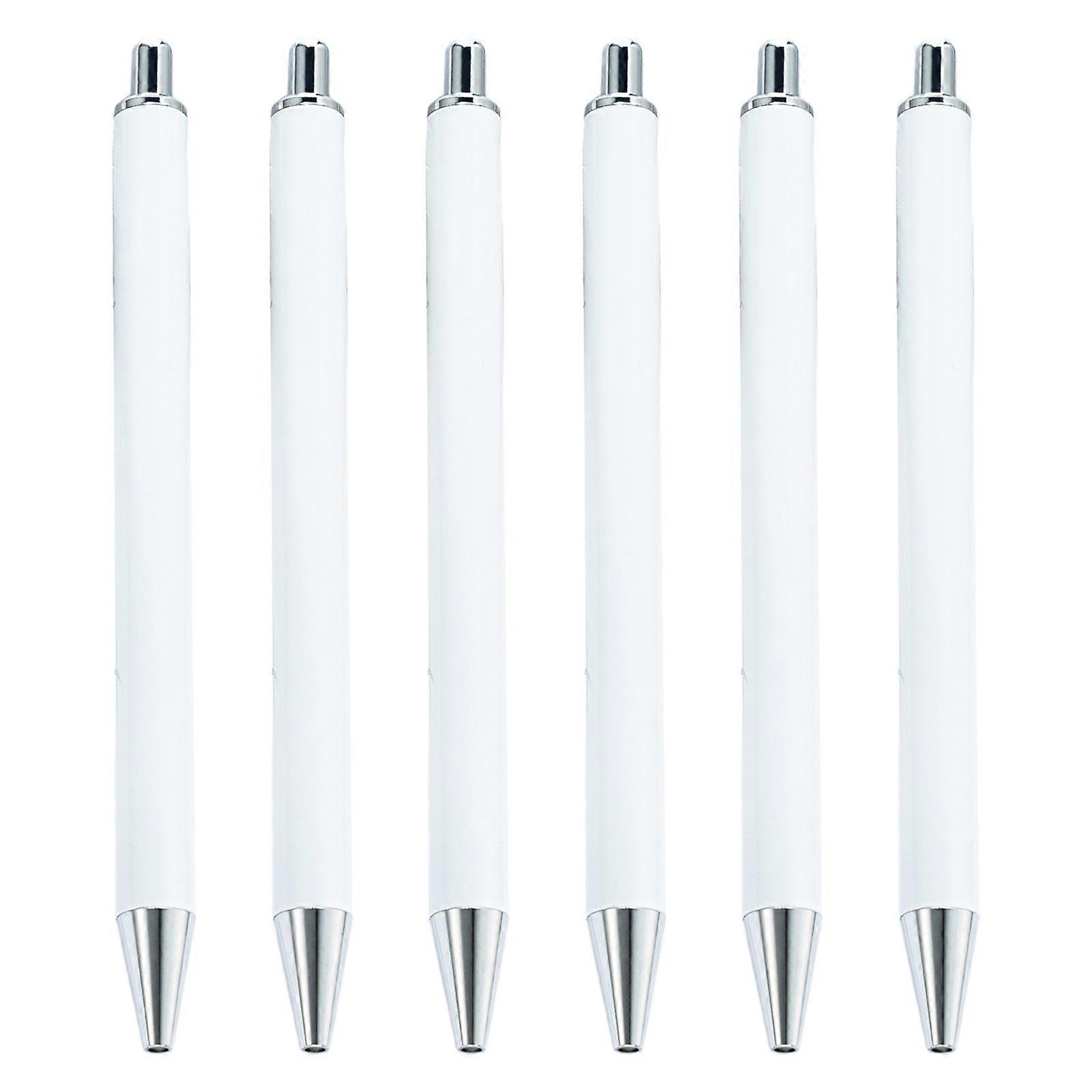 6Pcs Einziehbarer Kugelschreiber Signierstift Kugelschreiber Business Geschenk Stift Gast Anmeldung Stift für Büro, 1,0MM Spitze Silber