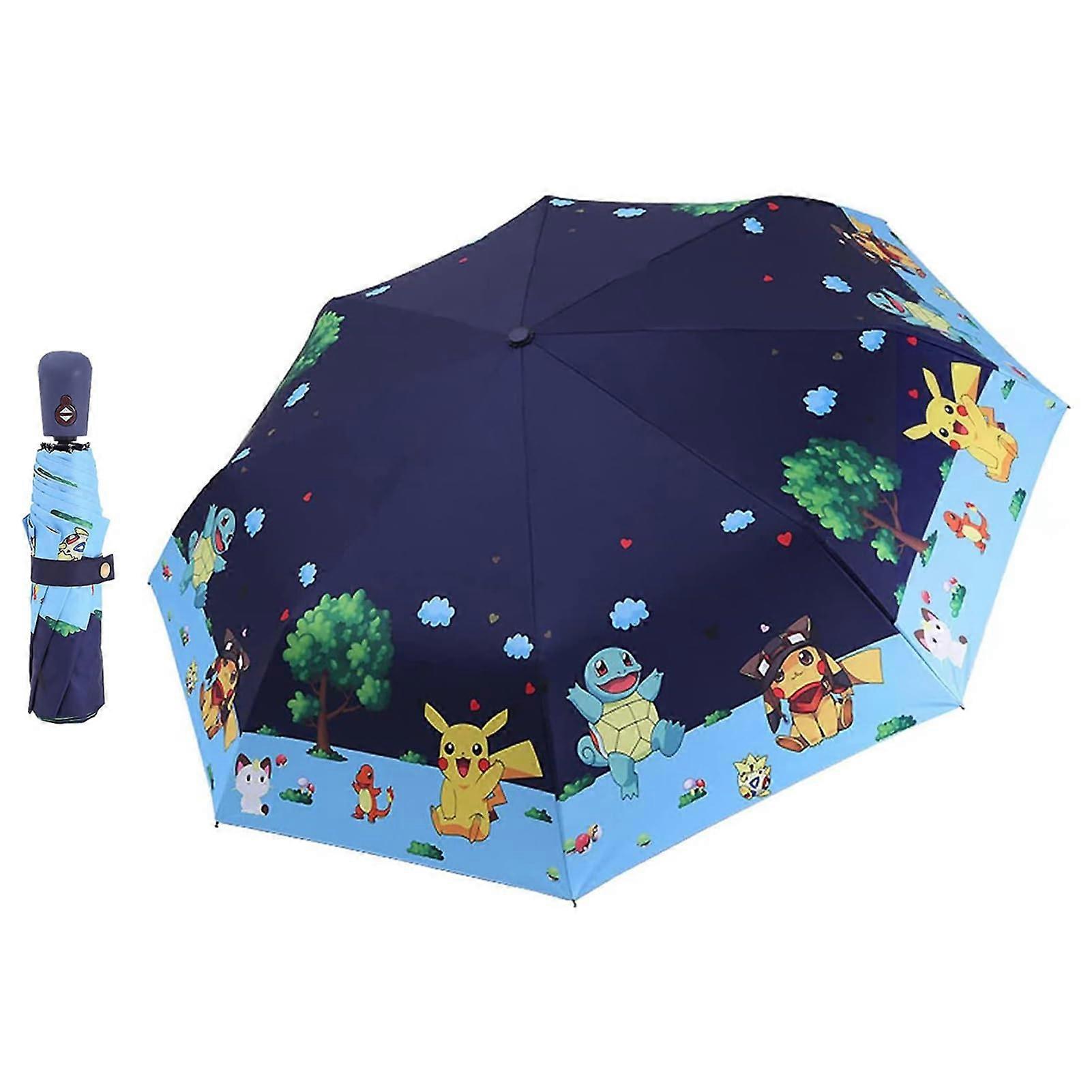 Compact Automatic Travel Umbrella - Cartoon Windproof Folding Design