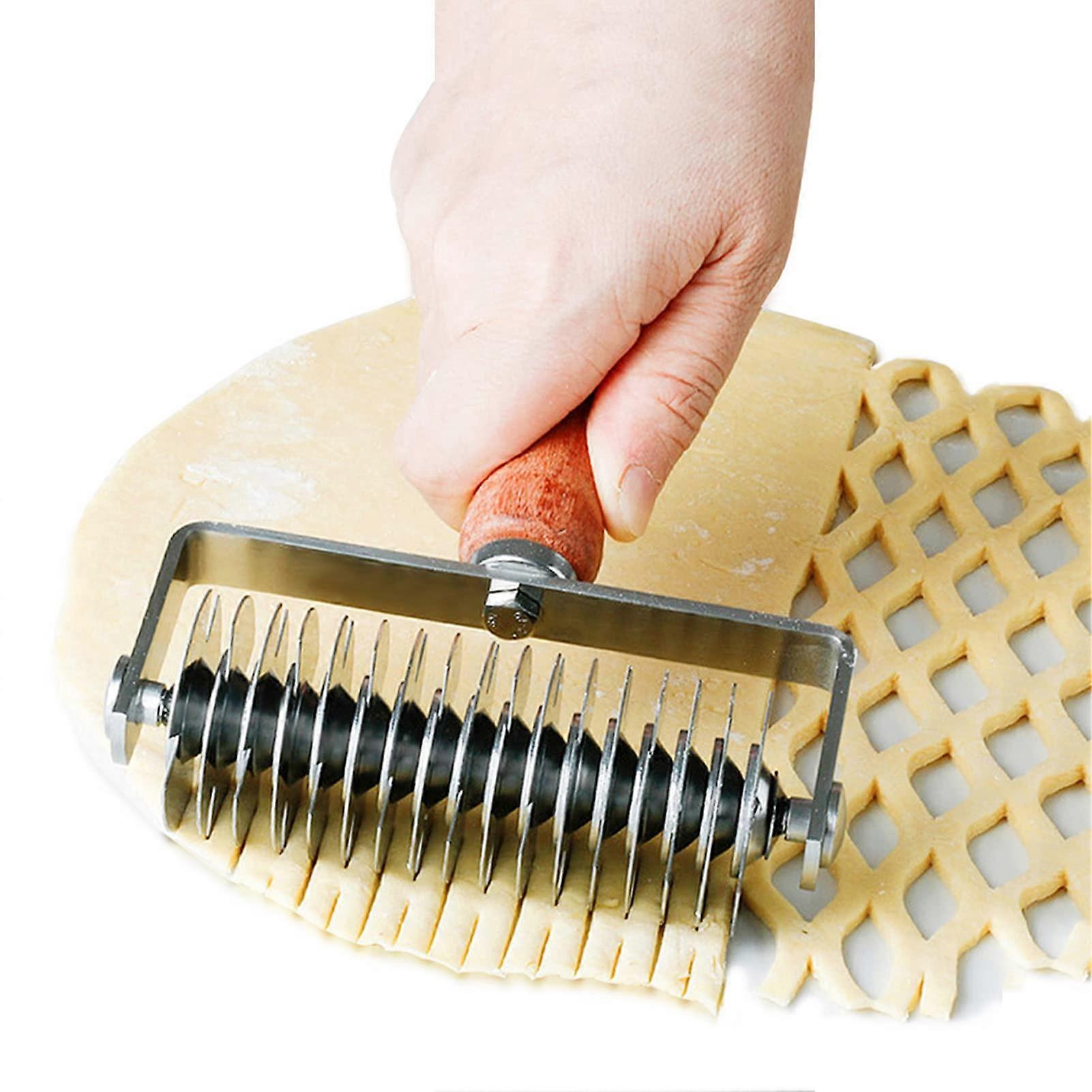 Stainless Steel Lattice Dough Cutter for Pie and Pizza, 10-Inch Size, Versatile Baking Tool, Easy Grip Design