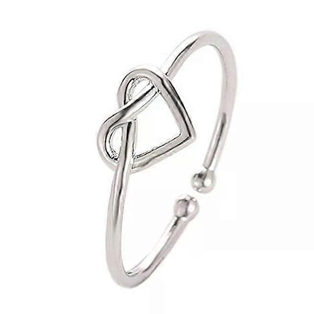 可调节银心空心戒指-可爱女孩银色的简单时尚首饰