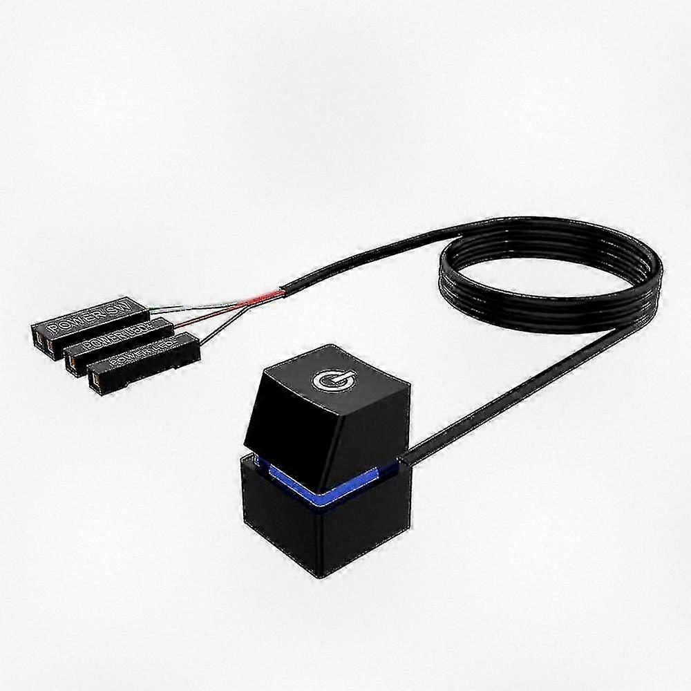 Compact PC Power Switch Cable with On/Off Button - 400cm Blue Extension for Desktop Computers (144 chars)