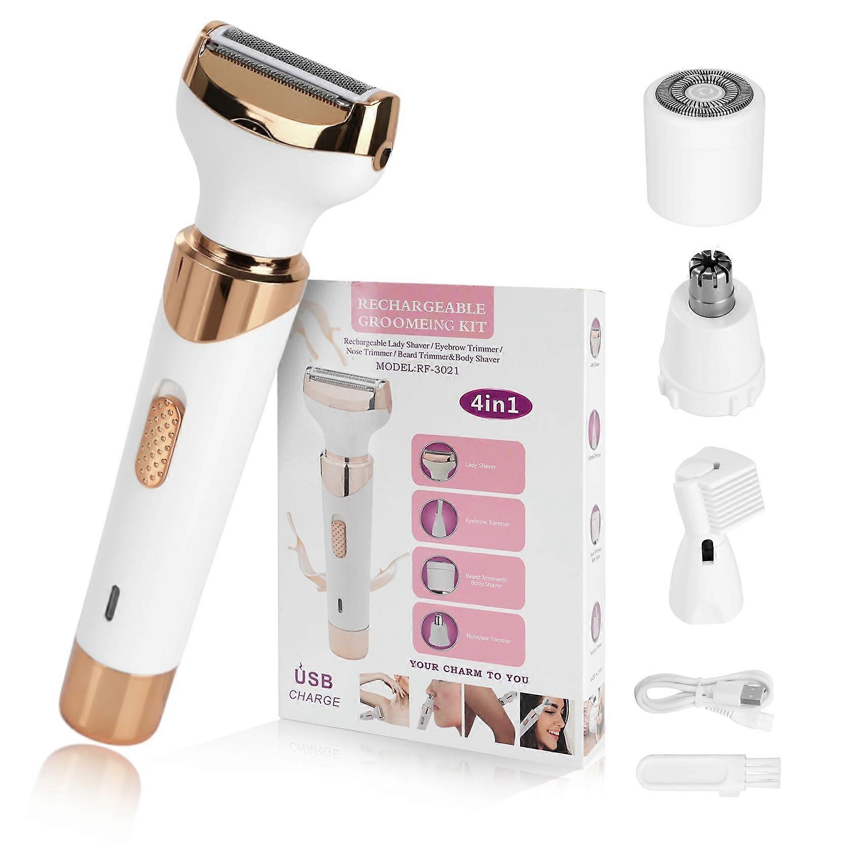 4-In-1 Rechargeable Facial Epilator For Face, Armpit, Nose, Eyebrow With Removable Washable Head