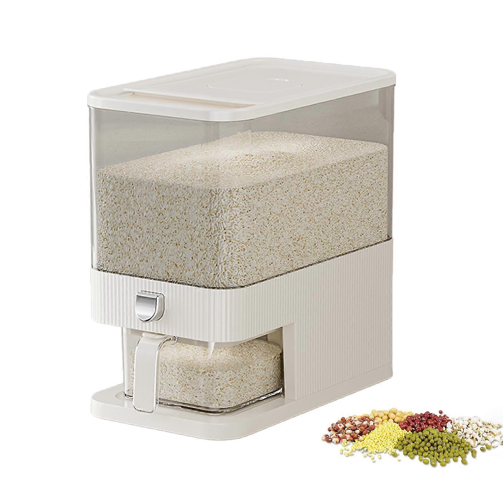 13Lbs Large Rice Dispenser Airtight Storage Container with Lid Measuring Cylinder for Cereal Grains and Snacks