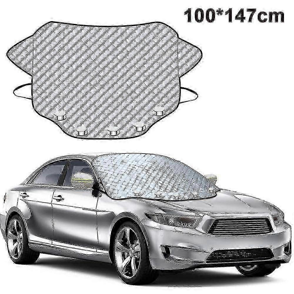 Car Windshield Hail Cover, Windshield Cover For Ice And Snow With 4 Layers Protector & Magnets Double Fixed Design All Weather Outdoor Car Snow Covers